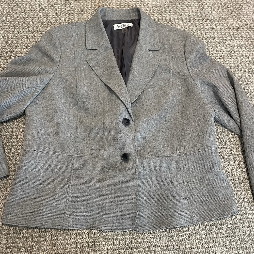 Kasper Separates Blazer Womens 18 Plus Gray Jacket Business Casual Two Button